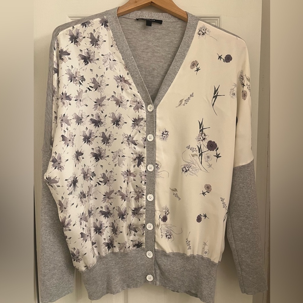 Derek Lam mixed fabric cardigan sweater